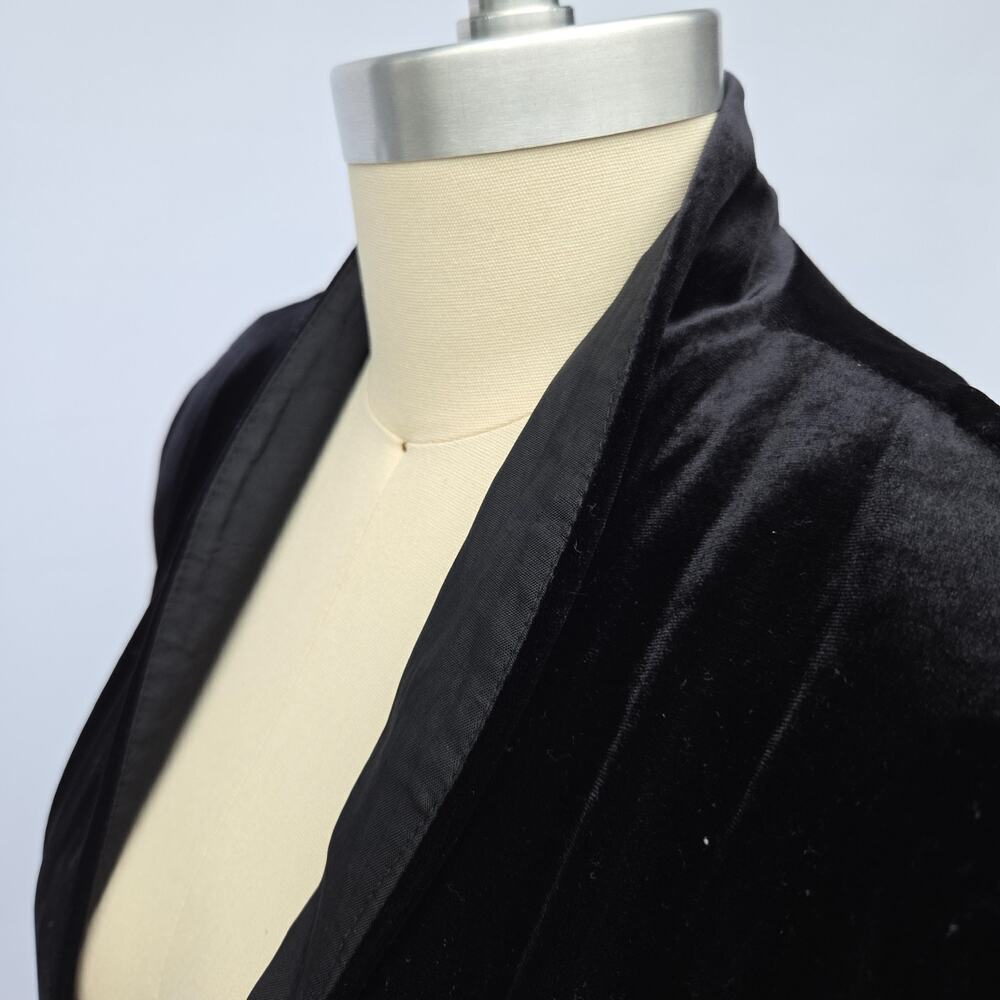 Vintage 90s Black Velvet Open Front Duster Cardigan Size M L Gothic Goth JBS - Picture 6 of 9